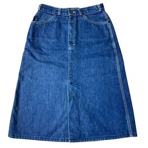 Vtg 70s Plumtree by GWG Denim A-Line Midi Skirt | Made in Canada | Size 11/12